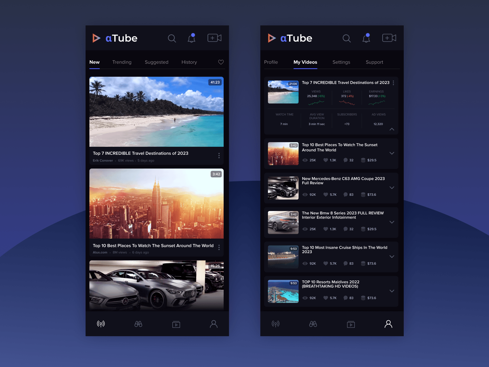 aTube - Mobile Video App UI Design