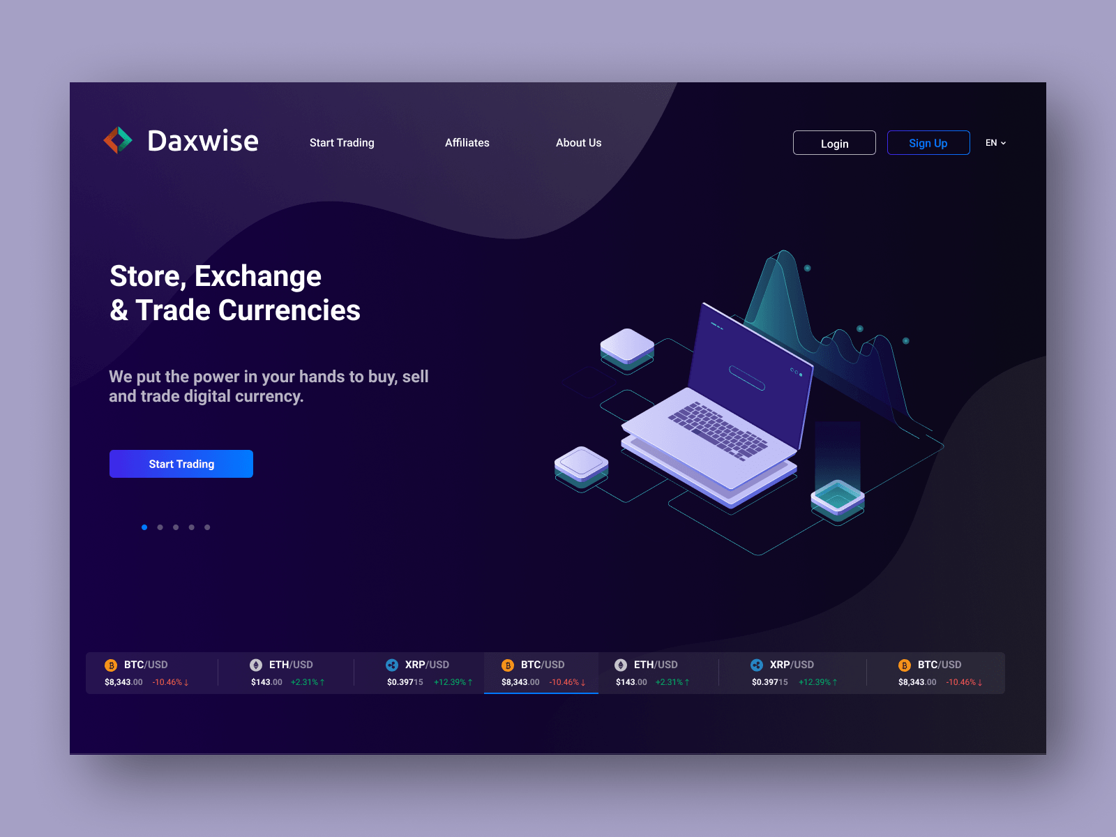 Daxwise Exchange - Crypto Platform Landing Page