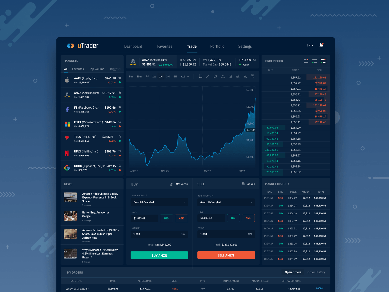 uTrader - Stock Trading Platform UI