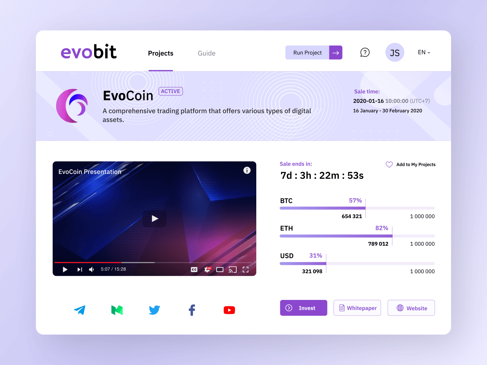 Token Overview Screen for Crypto Launchpad